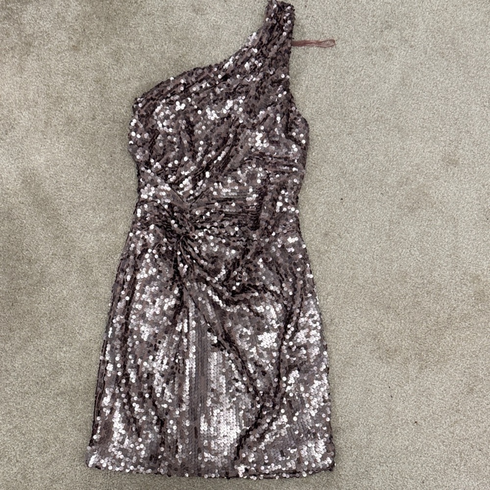 Sparkly Sequin One-Shoulder Dress in Purpleish Silver